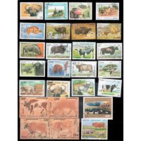 45 PCS All Different Topic Animal OX Unused Postage Stamps With Post Mark For Collection