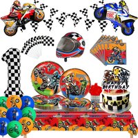 Motorcycle Theme Motocross Party Tableware Plates Balloons Banner Boys Dirt Bike Kids Motor Birthday Party Decoration Supplies