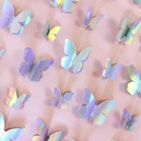 3D Shiny Butterfly Hanging Garland Butterfly 2M Laser Rainbow Bunting Banner for Wedding Birthday Party Decorations & Supplies