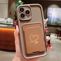 Luxuly Love Heart Insert Card Bag Case For Samsung Galaxy S25 S23 S22 Ultra Plus S24 FE A16 A55 A54 A53 A52 A33 A34 A15 Cover