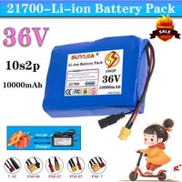 21700 Lithium Battery Pack 36V 10S2P 10Ah 500W 42V 10000mAh for Electric Pedal BMS + 42V 2A Charger