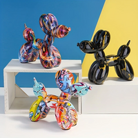 Fashion Graffiti Balloon Dog Statue Luxury Home Desktop Decoration Hand Painting Color Art Animal Ornament Birthday Party Gift