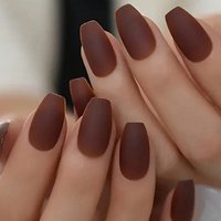 24PCS Brown Ballet Breve Matte Fake Nails,1PC Nail File & 1Nail Glue Sticker Kit Nails For Girl Mother Women Gift
