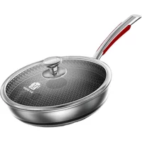 Nonstick Frying Pan 316L Medical Antibacterial Stainless Steel Pan 28/30/32cm Kitchen Nonstick Cooking Induction Pan