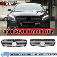 Chrome Silver AMG Style Front Bumper Grille For Mercedes Benz CLA-Class W117 2013-2019 CLA180 CLA200 CLA45 Front Grill Black