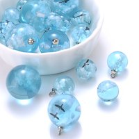 10 Pcs Chic Transparent Resin Round Ball Pendant Necklace Blue Sky Clouds Birds Charms for Jewelry Making Necklace Accessories