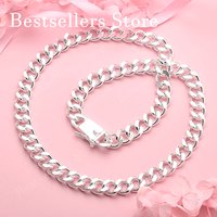 925 Sterling Silver Chunky Cuban Chain Necklace for Men and Women, Fashionable Party Wedding Gift Jewelry