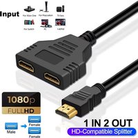 1 In 2 Out HDTV Splitter Cable 1080P HD Dual Port Adapter For TV Box PC Laptop PS4 Xbox to Monitor Projector TV Gold Plated Plug
