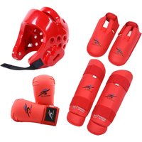 Karate Sparring Gear Set Training Gear Boxing Head Gear with Shin Guards for Muay Thai Sanda Kickboxing Grappling Taekwondo