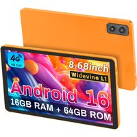 Paitanry 8.68" 90Hz Android 16 SIM Tablet 16GB RAM+64GB ROM(2TB Expand) 4G LTE Octa Core Unisoc T616 5000mAh 5G WiFi 1340x800