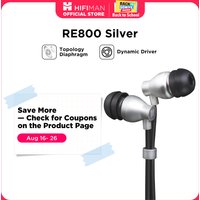 HIFIMAN RE800 Silver Dynamic Driver with Topology Diaphragm Ergonomic Fit Wired Hi-Fi In-Ear Earphones for Audiophiles