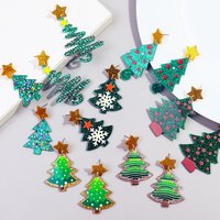 New Glitter Acrylic Christmas Tree Star Dangle Earrings for Women Fashion Cartoon Plant Statement Earring Xmas Jewelry Gifts