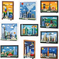 City postcard street view assembly building blocks toys creative ornaments model children's holiday gifts