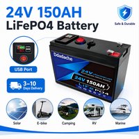 EU-Lokalversand 24V 150Ah Lithium-Batterie mit integriertem BMS, wiederaufladbare Deep-Cycle-Solarbatterie für Wohnmobil, Yacht, Kabine, Wohnmobil, Boot, Solarenergiespeichersystem