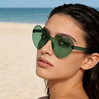 1/5/10/20pcs Heart Shaped Sunglasses Women Transparent Candy Color Rimless Sun Glasses Fashion Beach Party Eyewear 2026 New