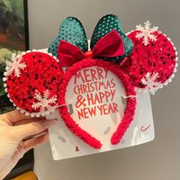 Cute Minnie Bow Headband Christmas Women's Sweet Headband Hairpin Holiday Party Hair Bundle Headdress Decoration