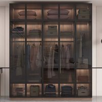 Custom 60cm Deep Glass Door Wardrobe Luxury Corner Walk-in Closet with LED Light for Kids & Small Bedroom designer furniture