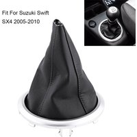 Car Black Manual Transmission Shift Lever Frame Boot Cover Fit For Suzuki Swift SX4 2005 2006 2007 2008 2009 2010 PU Leather
