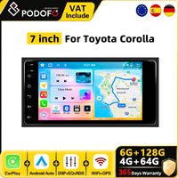 Podofo 7'' 6G+128G Android Car Radio For Toyota Corolla RAV4 Hilux Land Cruiser 100 Car Player GPS Navigation WiFi Car Intelligent System CarPlay Android Auto Radio Receiver BT FM RDS Autoradio