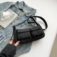 Women's Large Capacity Nylon Crossbody Bag with Zipper Closure Solid Color Casual Shoulder Messenger Hobos for Party Vacation
