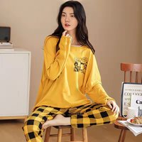 Pajama Women Spring Autumn 2024 Long Sleeve New Soft Cotton Casual Home Wear Women's Spring Large Size Round Neck Comfort Set