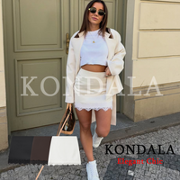 KONDALA Women Elegant Lace Hem A-Line Mini Skirt Trendy Shorts Skirts 2026 Spring Summer Fashion Casual Commute Mini Culottes