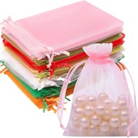 100pcs 7x9cm 9x12cm 11x16cm 13x18cm 15x20cm 20x30cm 30x40cm Organza Bags Mesh Wedding Candy Packaging Bag Storage Gaul Bag