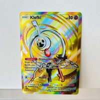 Pokémon Klefki English Card Rainbow Foil Texture DIY Premium Anime Collection Card