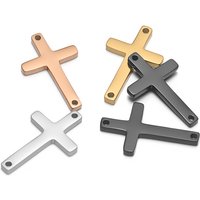 5pcs Stainless Steel Double Hole Cross Pendants Connectors for DIY Jewelry Making Necklace Charms Earrings Bracelets Supplies