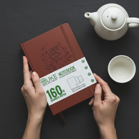 Modern Dotted Notebook with Faux Leather Cover, 160gsm Thick Paper, 160 Pages, Soft Corners, Opens 180°