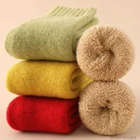 Baby Wool Cashmere Sock for Baby Boy Girl Solid Color Warm Thicken Fleece Calf Furry Kid Sock for 0-6 Year Children Baby Stuff