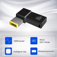 100W PD Type C Adapter Female To Square Tip Plug Converter USB-C Fast Charging Cable For Lenovo Thinkpad DC Power Connector