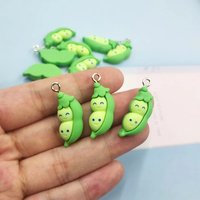 10Pcs Cute Vegetable Green Beans Pea Charms Kawaii Resin Flatback Pendant Charm Diy Hairpin Jewelry Making Findings