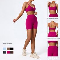 New Summer Women 2Pcs Sleeveless Sports Set Female Gym Two-piece Yoga Bra Set High Waist Breathable legging Sportswear Women
