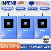 ANENJI 18,6 kW Hybrid-Solar-Wechselrichter, dreiphasig, 48 V, 220/380 VAC, reiner Sinuswellen-Parallelwechselrichter, 120 A, Solarladegerät, PV 60–500 VDC
