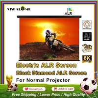 Hot Electric Drop Down Black Diamond ALR Projection Screen Motorized Wall Mount 150inch 16:9 4K Projection for Normal Projector