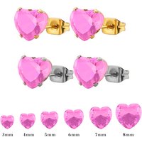 Uelf Fashion Statement bijoux Cute Romantic Stainless Steel pink Crystal love heart Stud Earrings for Women Wedding Earring