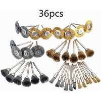 36/60Pcs Messing Pinsel Stahl Draht Räder Bürsten Bohrer Dreh Werkzeuge Polieren Dremel Dreh Werkzeuge Metall Rost Entfernung Pinsel set