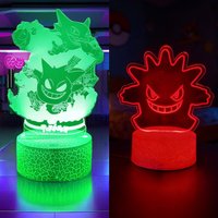 Anime 3D Lamp Signs LED Night Light Gengar Haunter Gastly Luminaria Illusion Sleeping Hone Kids Bedroom Decor Table Lamps Gifts