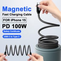 PD 100W For iPhone 15 Pro Max USB C to Type C Magnetic Super Fast Charging Cable For Samsung Galaxy S24 23 22 Xiaomi Data Cable