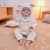 NPK 19inch Charlie Newborn Baby Doll Full Body Girl Lifelike Soft Touch Reborn Cuddly with Multiple Layers 3D Skin Painting