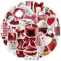 50Pcs Red Plaid Aesthetic Graffiti Waterproof Stickers INS Style Decals For Water Bottle Laptop DIY Ornament Sticker Story Store