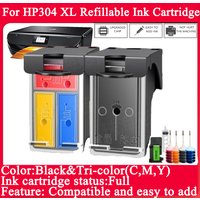304 for HP304XL Refillable Ink Cartridge Full for HP Envy 5010 5020 5030 5032 5034 5052 5055 Deskjet 2620 2630 2632 Printers