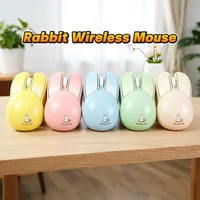 Kawaii Rabbit Shape Wireless Mouse Silent Click Compact Size Battery Operated Portable Office Mouse for Women Laptop Computer