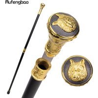 Gold Luxury Wolf Head Totem Relief Walking Stick with Hidden Sword Self Defense Fashion Cane Sword Cosplay Crosier Stick 93cm