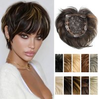 Short Hair Topper for Thinning Hair Synthetic 6 Inch Short Pixie Cut Toppers Hair Pieces Natural Curly Texture
