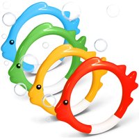 4Pcs Diving Ring Set Colorful Fish Shape Dive Rings Pool Toys Swimming Training Accessories for Toddlers Boys Girls Teens Adult