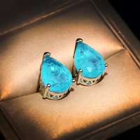New High Quality Paraiba Jewelry Set Zirconium Earrings Ibalan Geometric Square Drop Earrings Party Birthday Jewelry Gift