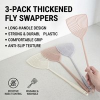 Fly Swatter Thickened Plastic Fly Swatter Mosquito Pest Control Insect Killer Durable Striped Long Handle Fly Swatter For Indoor
