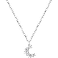 Orstarry 925 Sterling Silver Sparkling Moon Necklace Pendant Women Birthday Wedding anniversary Gifts Original Jewelry